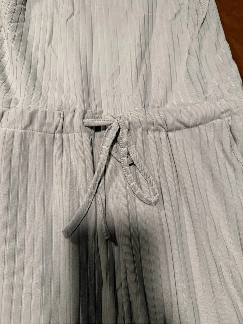 Capella Gray Ribbed Sleeveless Drawstring Jumpsuit Small